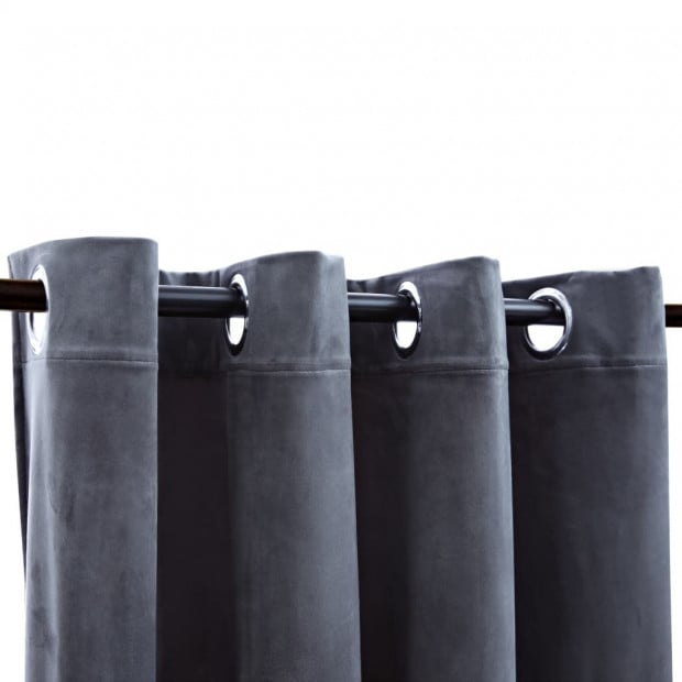 Blockout Curtain With Metal Rings Velvet Anthracite 290 x 245cm Image 3