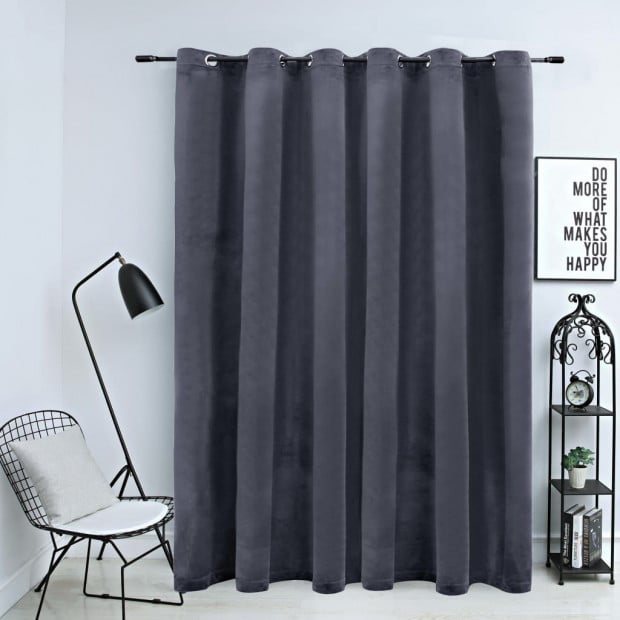 Blockout Curtain With Metal Rings Velvet Anthracite 290 x 245cm Image 4