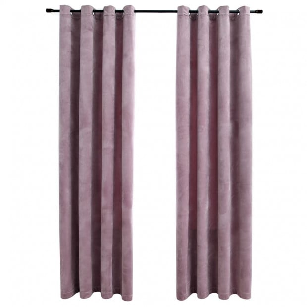 Curtains With Rings 2 Pcs Velvet Antique Pink 140x175 Cm