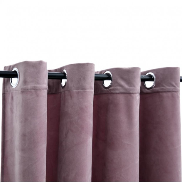 Curtains With Rings 2 Pcs Velvet Antique Pink 140x175 Cm Image 4