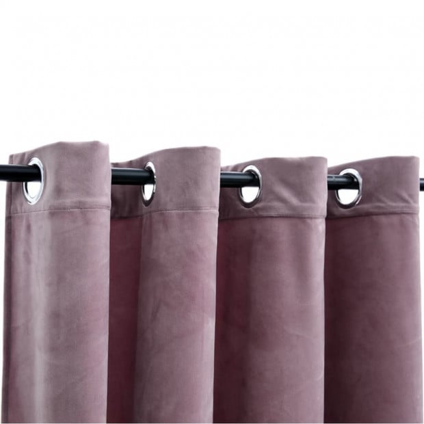 Curtain With Metal Rings Velvet Antique Pink 290x245 Cm Image 4