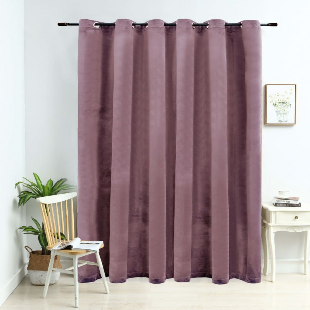 Curtain With Metal Rings Velvet Antique Pink 290x245 Cm Image 2