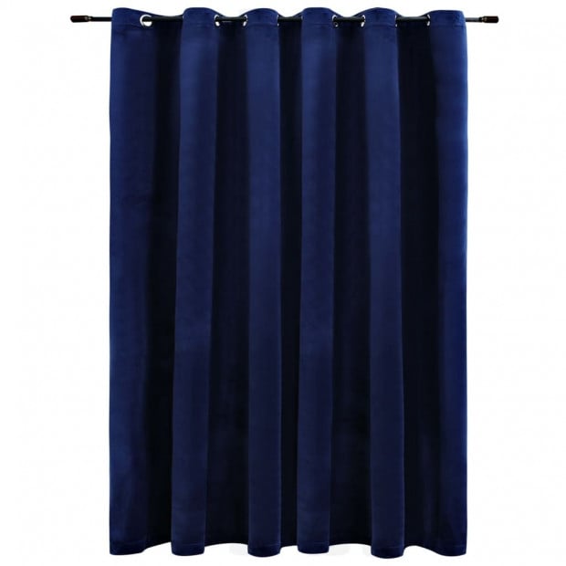Curtain With Metal Rings Velvet Dark Blue 290x245 Cm