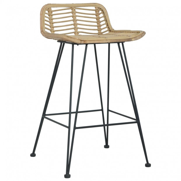 Bar Chairs 2 Pcs Natural Rattan Image 2
