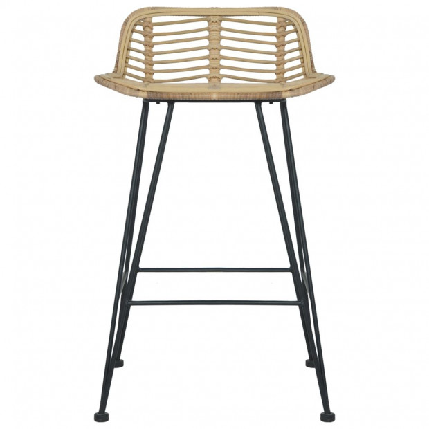 Bar Chairs 2 Pcs Natural Rattan Image 3