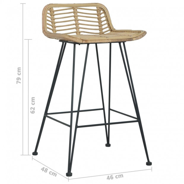 Bar Chairs 2 Pcs Natural Rattan Image 8