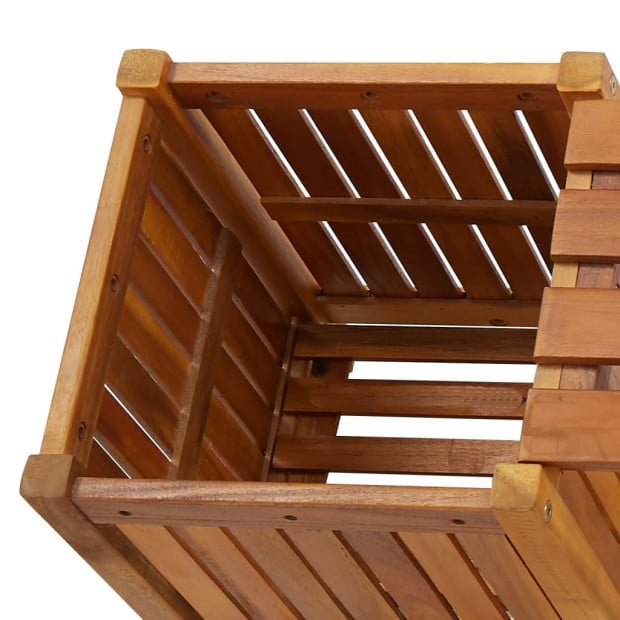 Garden Bench With 2 Planters 150x30x40 Cm Solid Acacia Wood Image 4