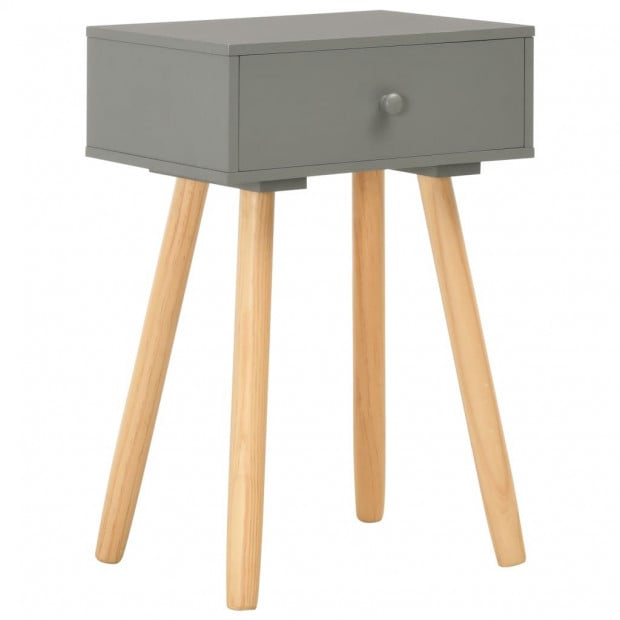 Bedside Tables 2 Pcs Grey Solid Pinewood Image 2