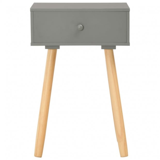 Bedside Tables 2 Pcs Grey Solid Pinewood Image 3