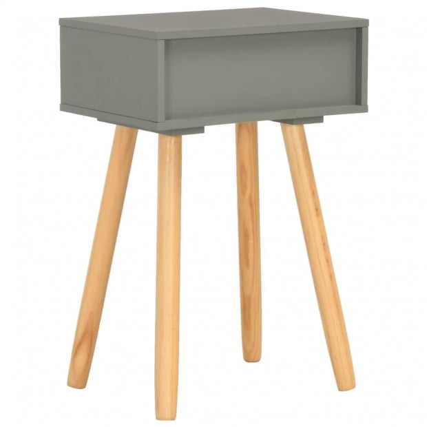 Bedside Tables 2 Pcs Grey Solid Pinewood Image 4