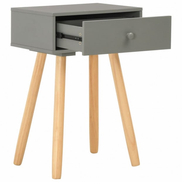 Bedside Tables 2 Pcs Grey Solid Pinewood Image 5