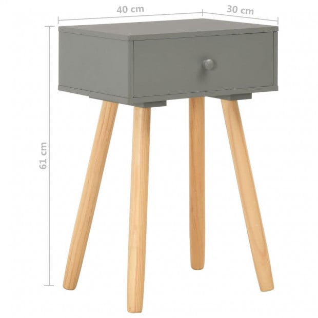 Bedside Tables 2 Pcs Grey Solid Pinewood Image 9