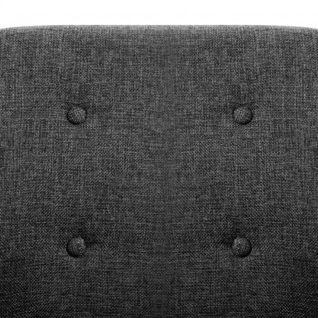 Dining Chairs 4 Pcs Dark Grey Fabric And Solid Oak Wood Image 7