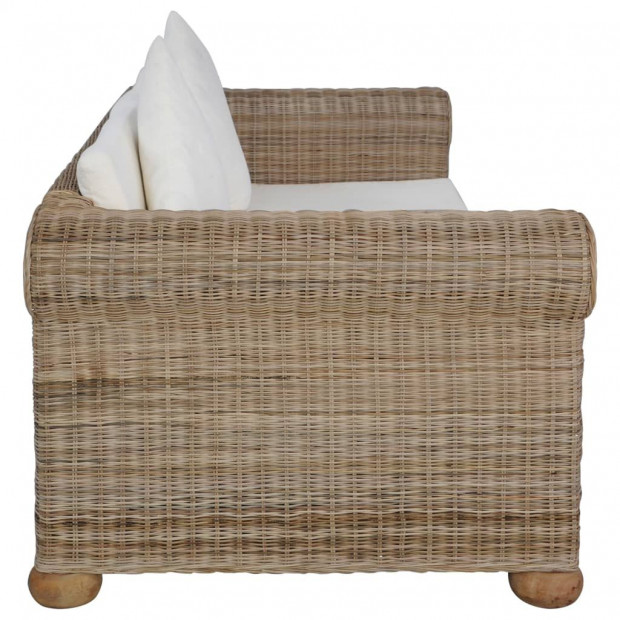 New 2 Piece Sofa Set With Cushions Natural Rattan Image 6