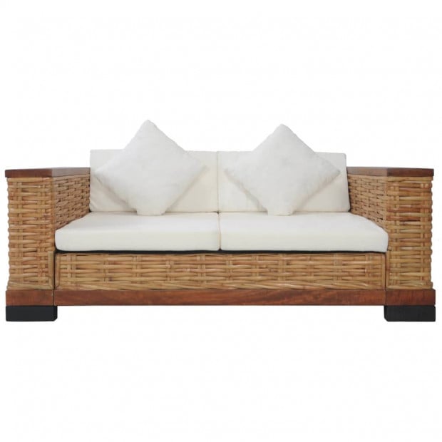 2 Piece Sofa Set With Cushions Brown Natural Rattan Image 9