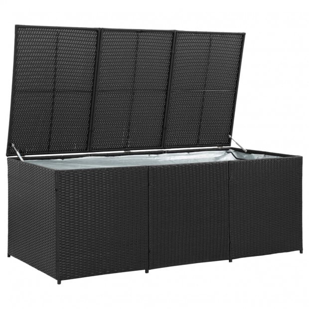Garden Storage Box Poly Rattan 180x90x75 Cm Black Image 3