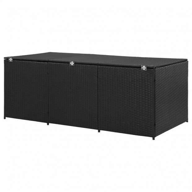 Garden Storage Box Poly Rattan 180x90x75 Cm Black Image 6