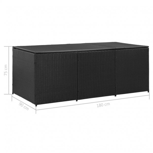 Garden Storage Box Poly Rattan 180x90x75 Cm Black Image 8