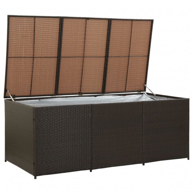 Garden Storage Box Poly Rattan 180x90x75 Cm Brown Image 3