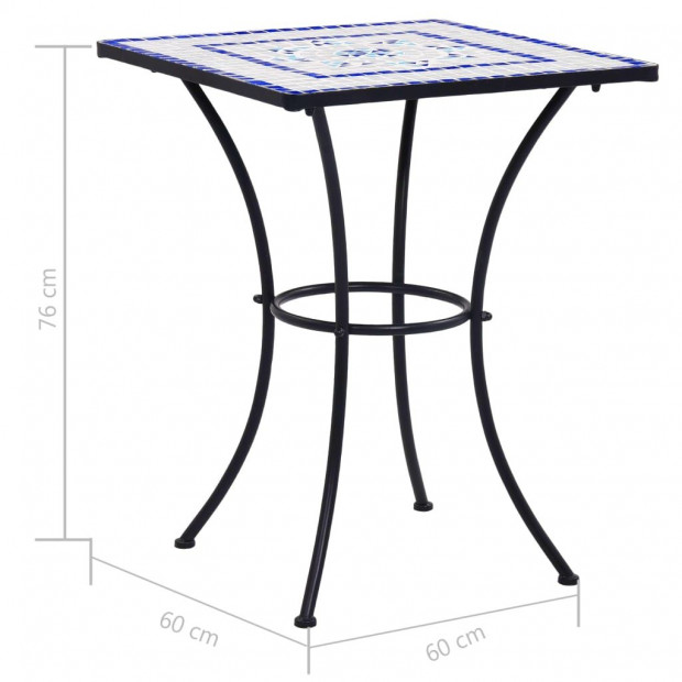 Mosaic Bistro Table Blue And White 60 Cm Ceramic Image 8