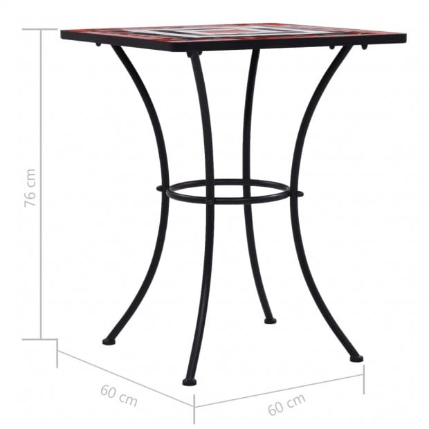 Mosaic Bistro Table Terracotta And White 60 Cm Ceramic Image 8