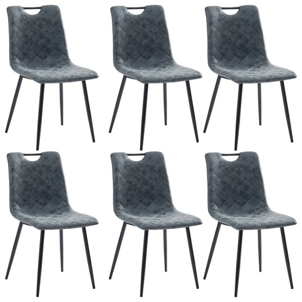 Dining Chairs 6 Pcs Black F.Leather