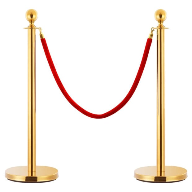 3 Piece Vip Queue Barrier Set Stainless Steel Gold Image 2