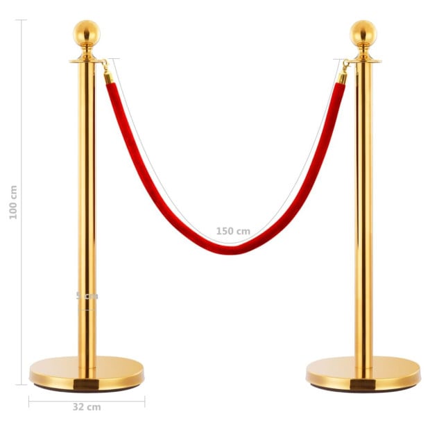3 Piece Vip Queue Barrier Set Stainless Steel Gold Image 7