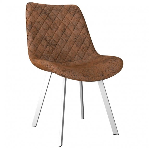 Dining Chairs 2 Pcs Brown Faux Suede Leather Image 2