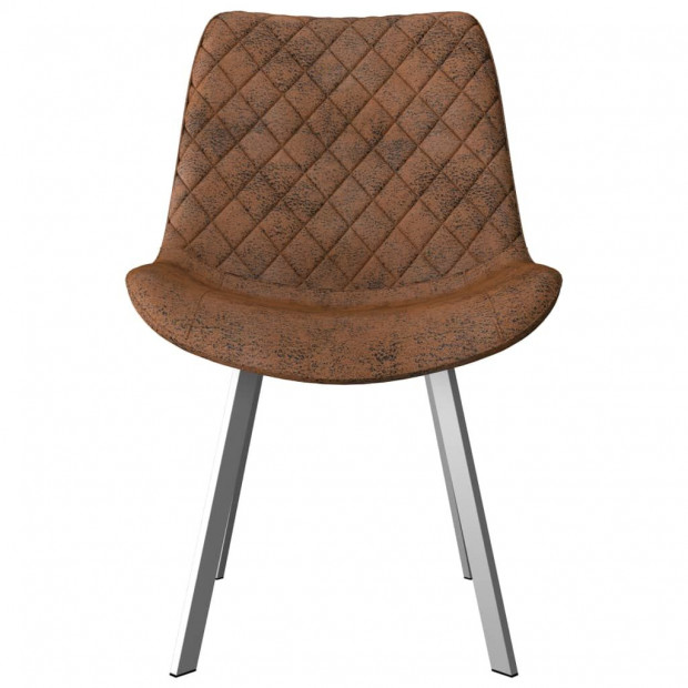Dining Chairs 2 Pcs Brown Faux Suede Leather Image 3