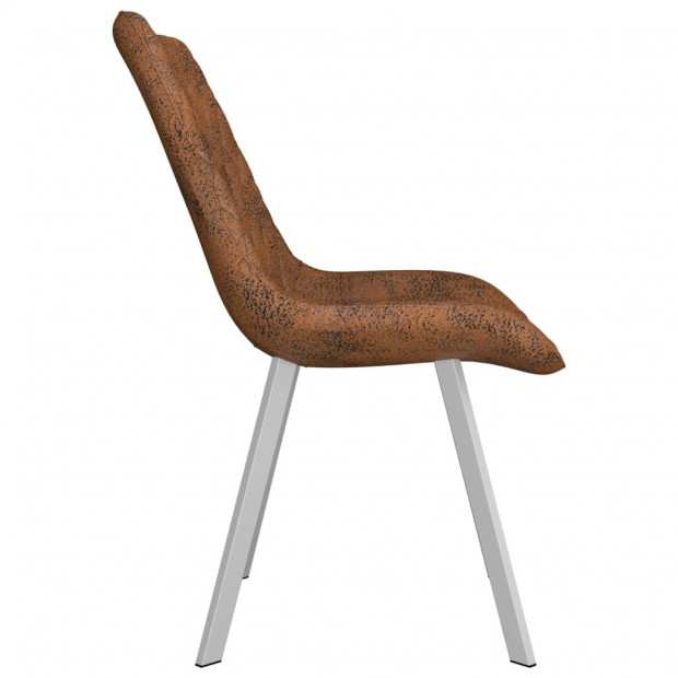 Dining Chairs 2 Pcs Brown Faux Suede Leather Image 4
