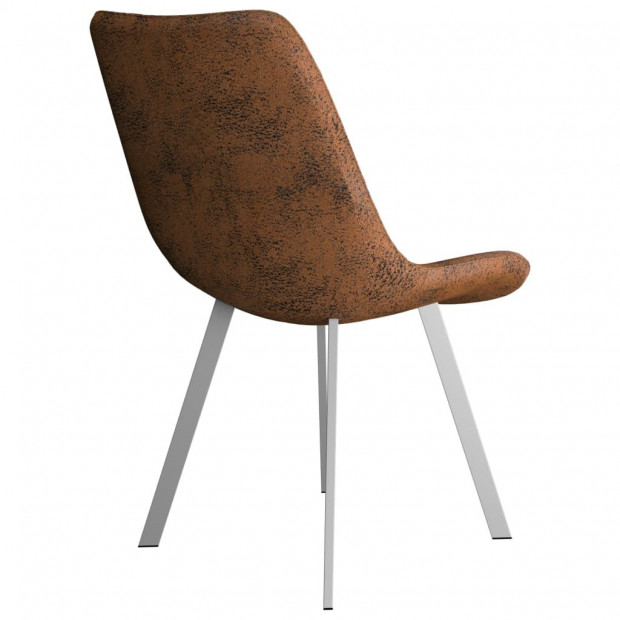 Dining Chairs 2 Pcs Brown Faux Suede Leather Image 5