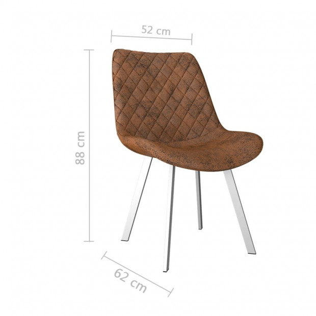 Dining Chairs 2 Pcs Brown Faux Suede Leather Image 7