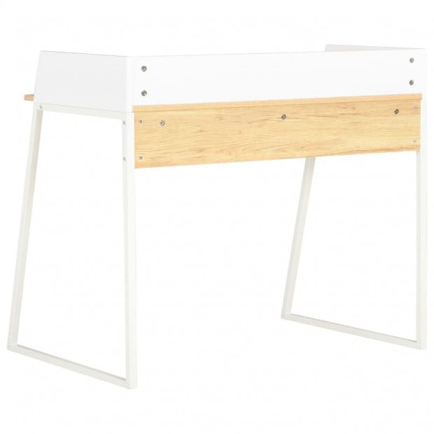 Desk White And Oak 90x60x88 Cm Image 4