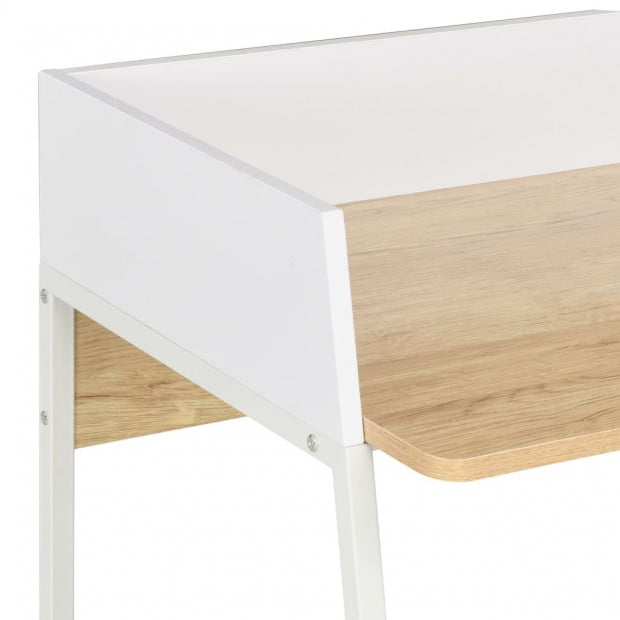 Desk White And Oak 90x60x88 Cm Image 5