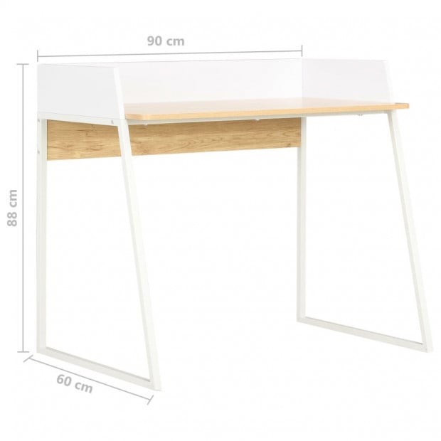 Desk White And Oak 90x60x88 Cm Image 7