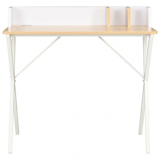 Desk White And Natural 80x50x84 Cm Image 2