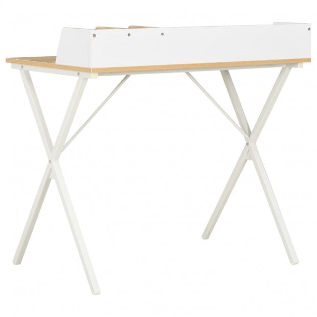 Desk White And Natural 80x50x84 Cm Image 4
