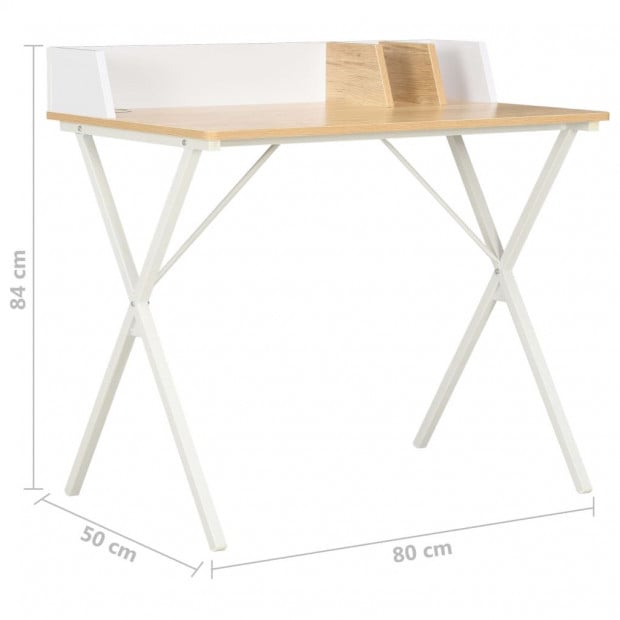 Desk White And Natural 80x50x84 Cm Image 7