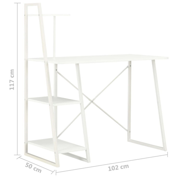 Desk With Shelving Unit White 102x50x117 Cm Image 7
