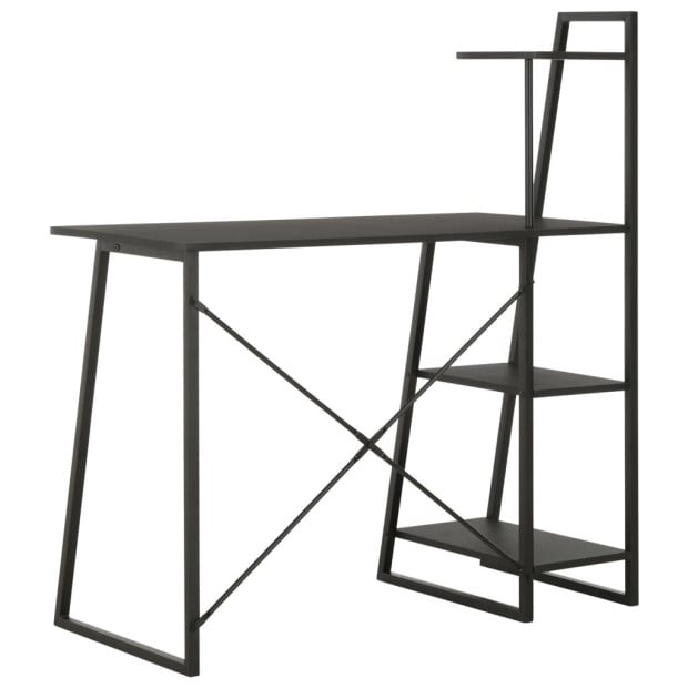 Desk With Shelving Unit Black 102x50x117 Cm Image 4
