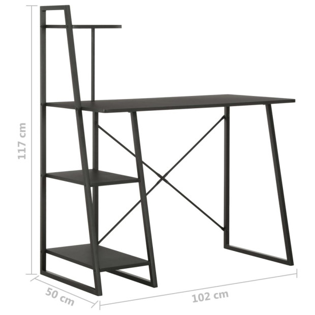 Desk With Shelving Unit Black 102x50x117 Cm Image 7