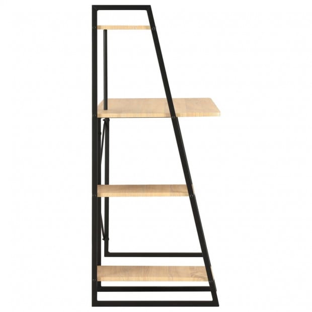 Desk With Shelving Unit Black And Oak 102x50x117 Cm Image 3