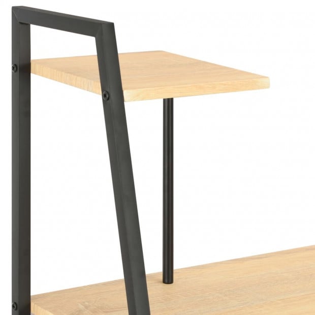 Desk With Shelving Unit Black And Oak 102x50x117 Cm Image 5