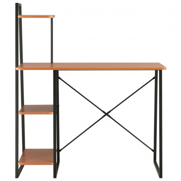 Desk With Shelving Unit Black And Brown 102x50x117 Cm Image 2