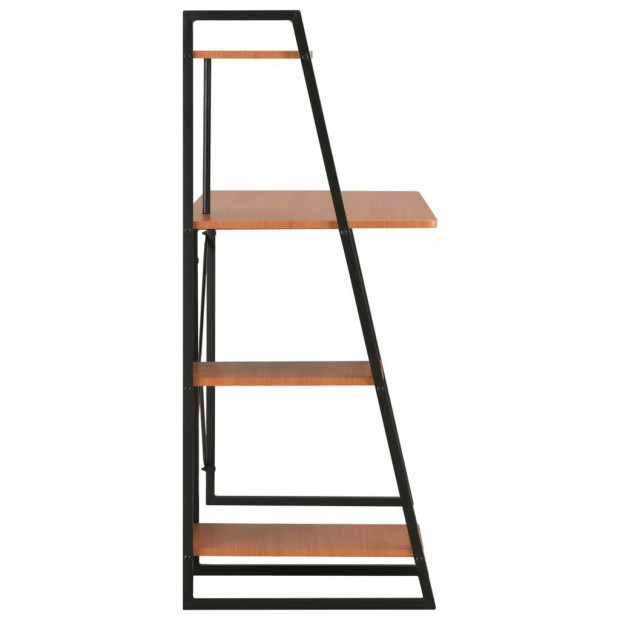 Desk With Shelving Unit Black And Brown 102x50x117 Cm Image 3