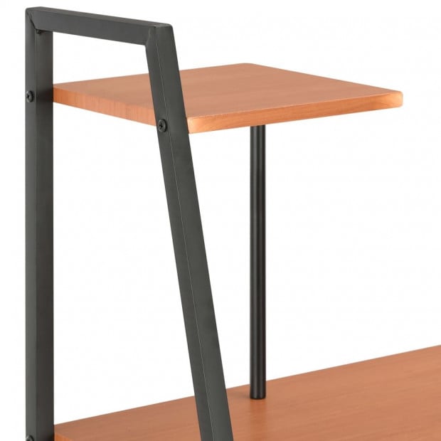 Desk With Shelving Unit Black And Brown 102x50x117 Cm Image 5