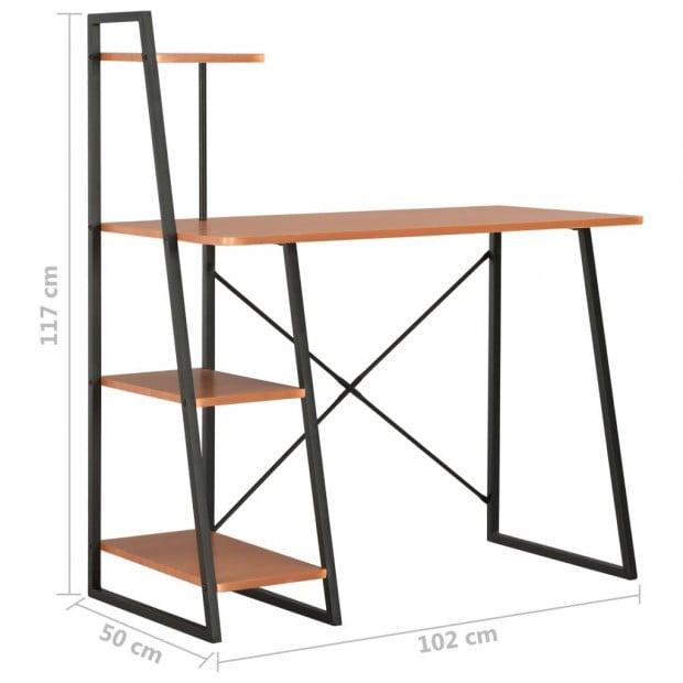 Desk With Shelving Unit Black And Brown 102x50x117 Cm Image 7