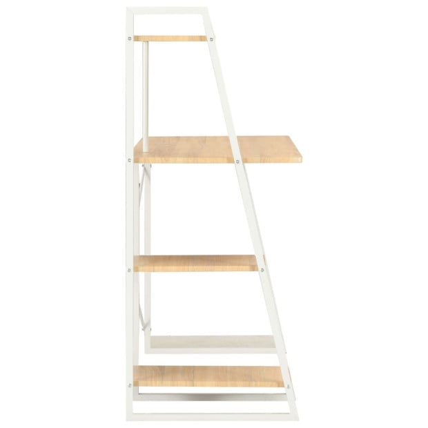 Desk With Shelving Unit White And Oak 102x50x117 Cm Image 3