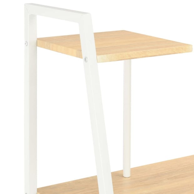 Desk With Shelving Unit White And Oak 102x50x117 Cm Image 5